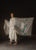 'Cow Lotus Trail' Chanderi Dupatta