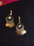 Black Stone Mirror Earrings